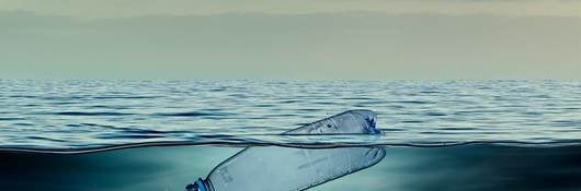 plastic bottle in ocean